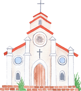 Watercolor Church Illustration